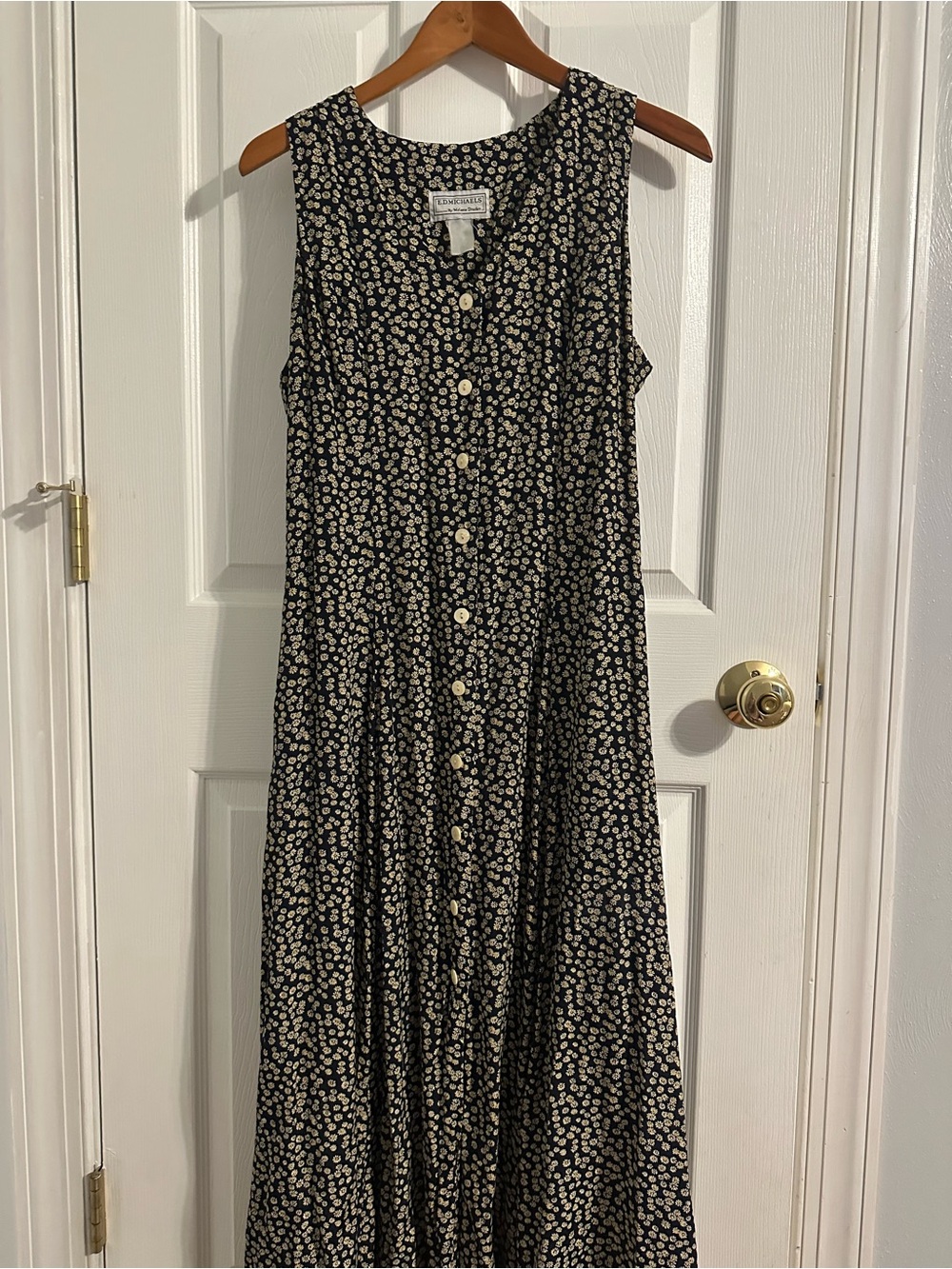Michaels Black Maxi Dress with Cream Daisy Print
